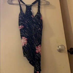 Floral black tank top